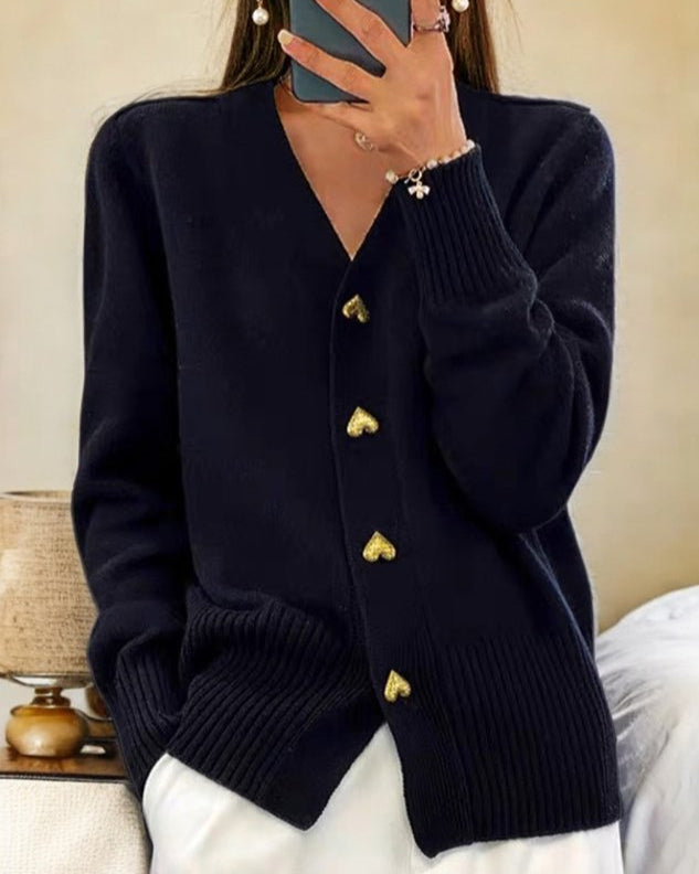 Elaine | Women V Neck Button Cardigan