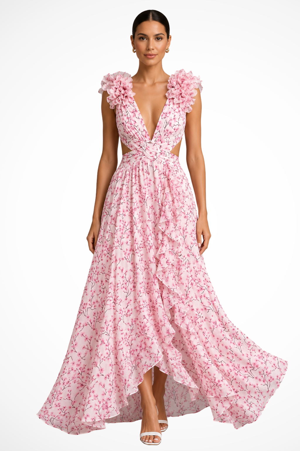 Fionnuala | Women Floral Ruffle Wedding Guest Dress