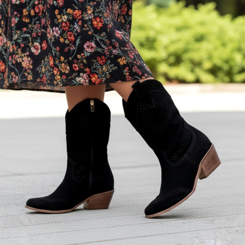 Nathalie | Women Perforated Cowboy Boots
