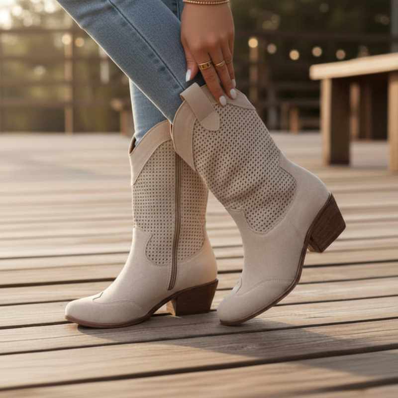 Nathalie | Women Perforated Cowboy Boots