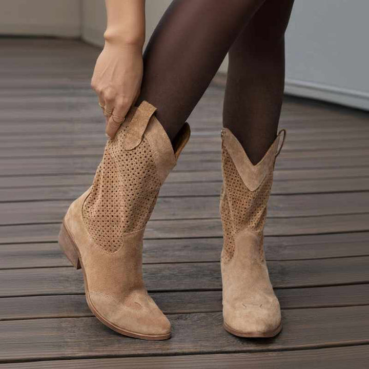 Nathalie | Women Perforated Cowboy Boots