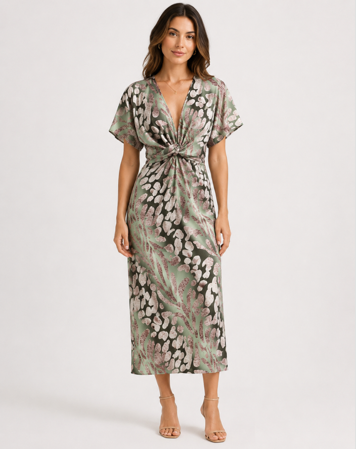 Elegant Green Bridesmaid Dress for Women with V Neck Plus Size Fitted Wedding Style