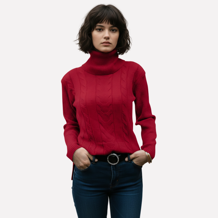 Aeronwy | Women Turtleneck Cable Knit Sweater