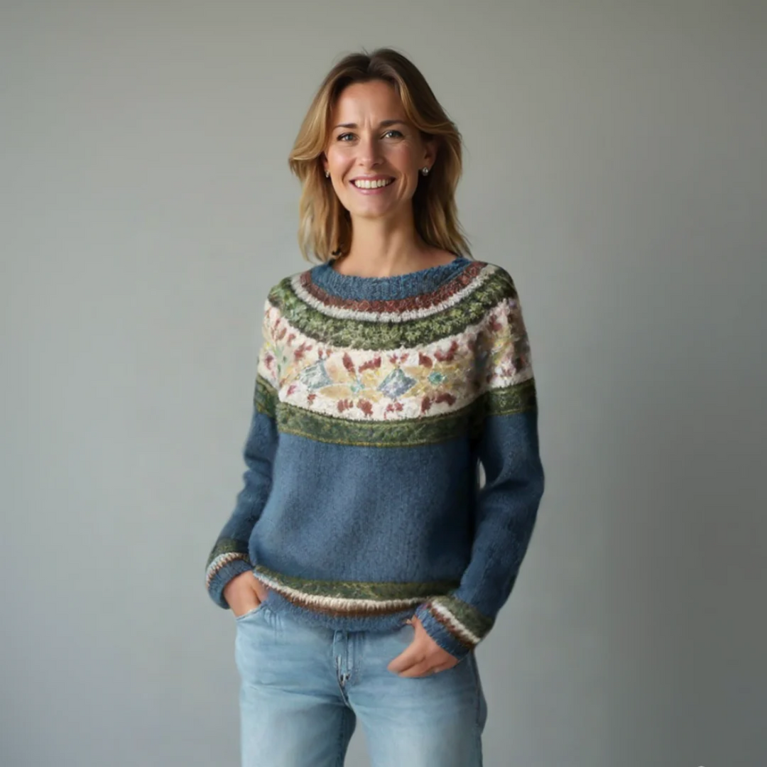 Raelyn | Women's Fair Isle Boat Neck Long Sleeve Knit Sweater