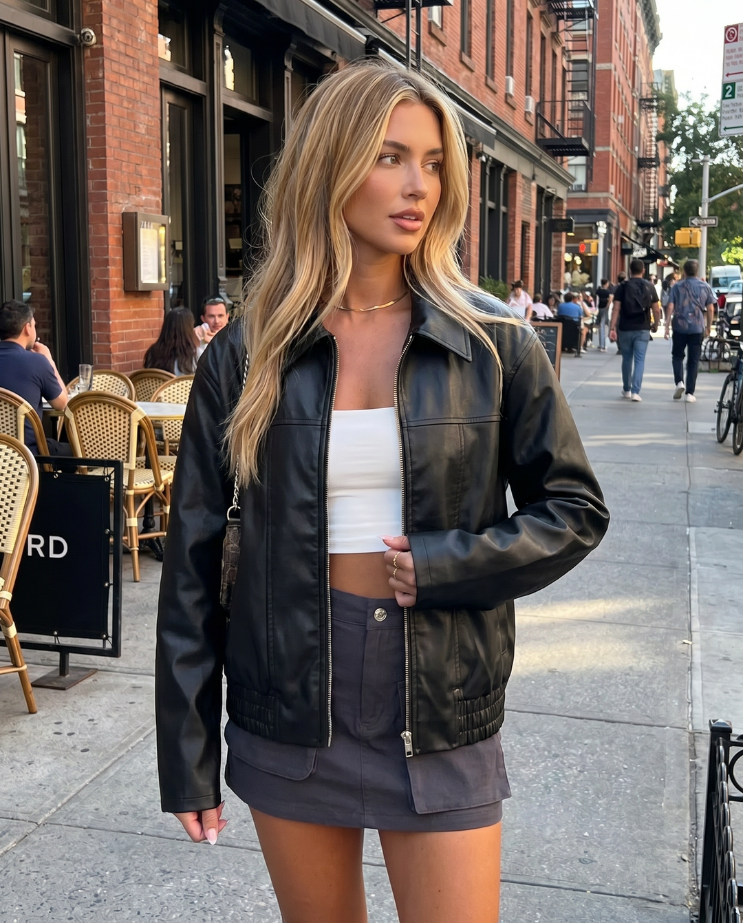 Temperance | Women Faux Leather Zip Jacket