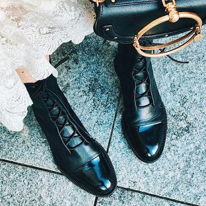 Lisa | Women's Brown Leather Stacked Heel Chelsea Boots