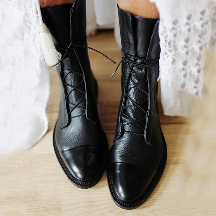 Lisa | Women's Brown Leather Stacked Heel Chelsea Boots