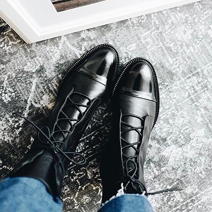 Lisa | Women's Brown Leather Stacked Heel Chelsea Boots