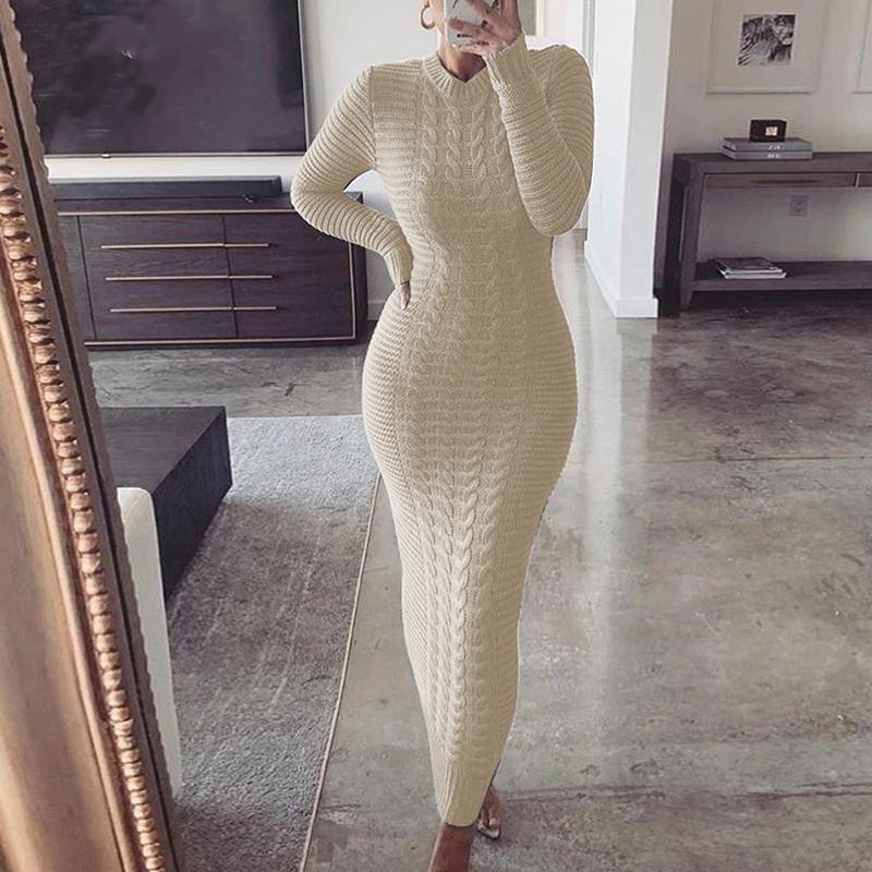 Ulrika | Women Bodycon Cable Long Sleeve Dress