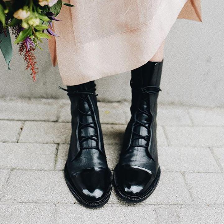 Lisa | Women's Brown Leather Stacked Heel Chelsea Boots