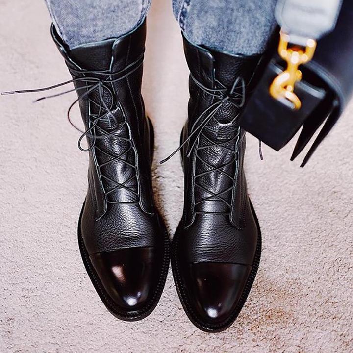 Lisa | Women's Brown Leather Stacked Heel Chelsea Boots