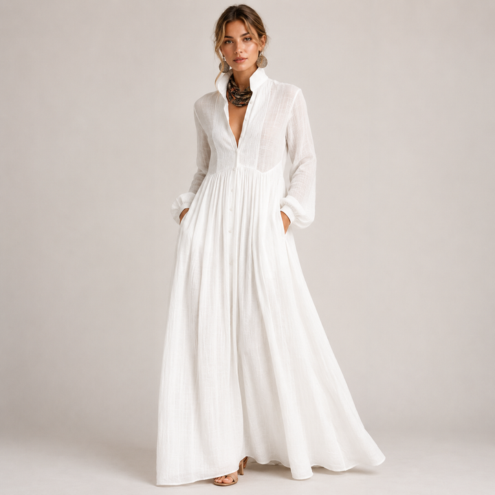 Eowyn | Women Collar Pocket Long Sleeve Dress