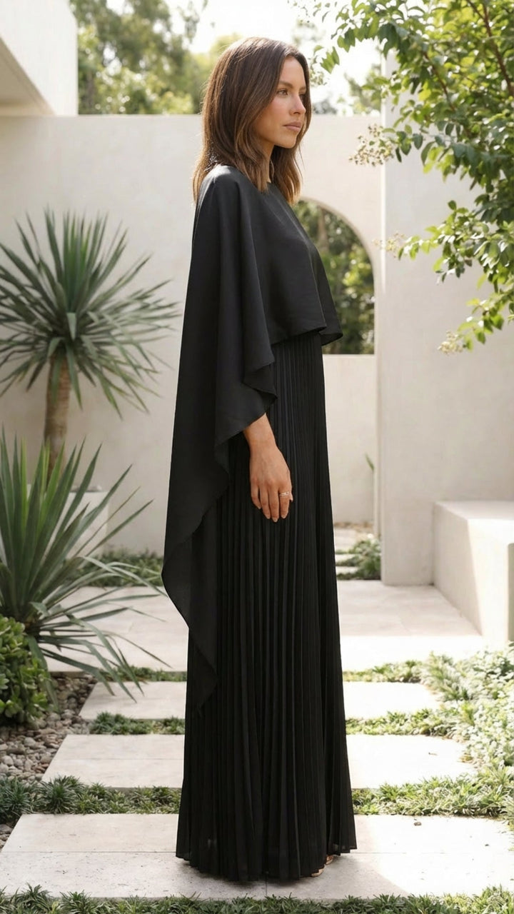 Ceridwen | Women Cape Sleeve Wedding Guest Dress