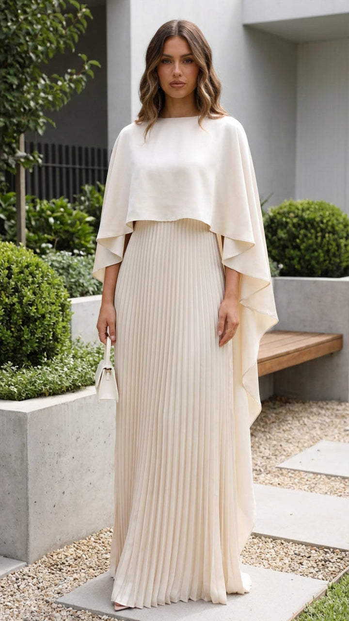 Ceridwen | Women Cape Sleeve Wedding Guest Dress
