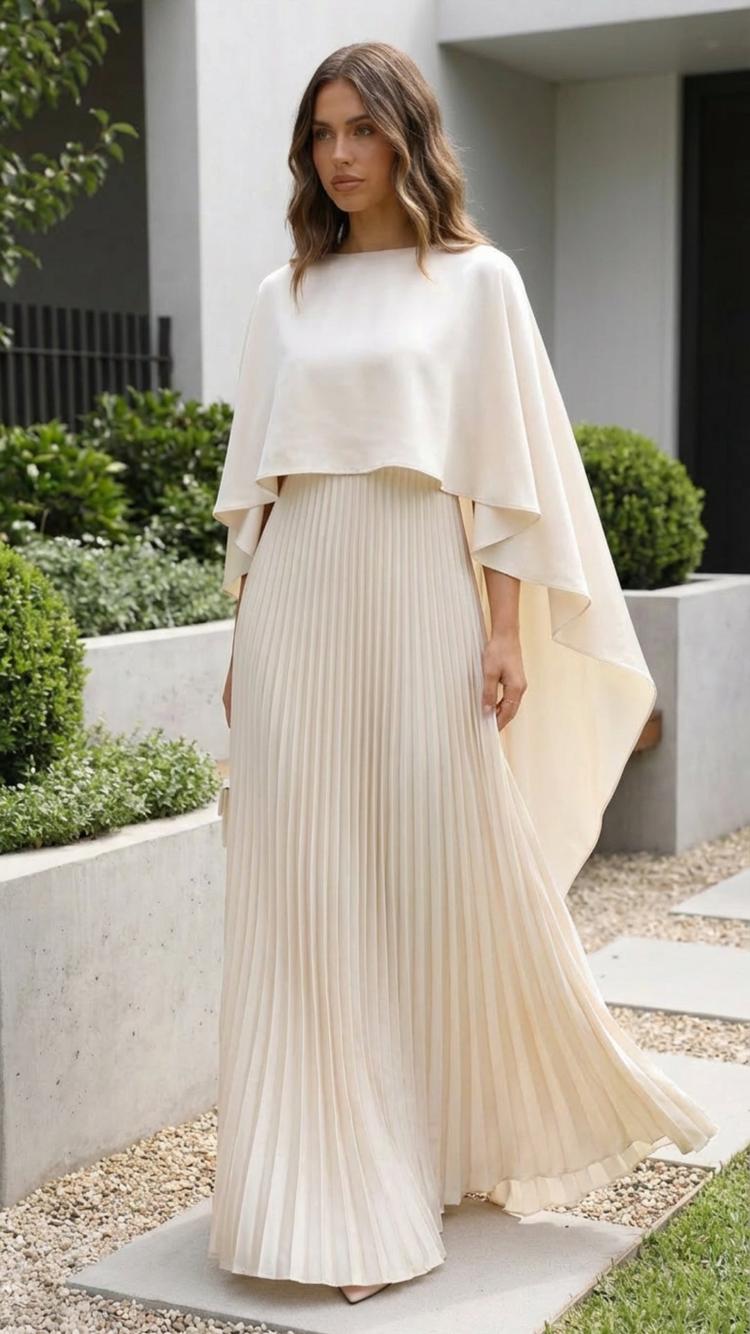 Ceridwen | Women Cape Sleeve Wedding Guest Dress