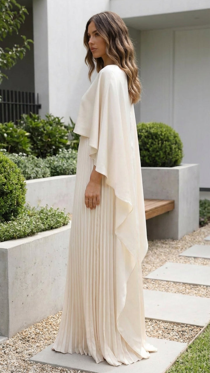 Ceridwen | Women Cape Sleeve Wedding Guest Dress