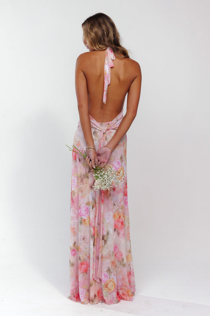 Enfys | Women Floral Halter Wedding Guest Dress