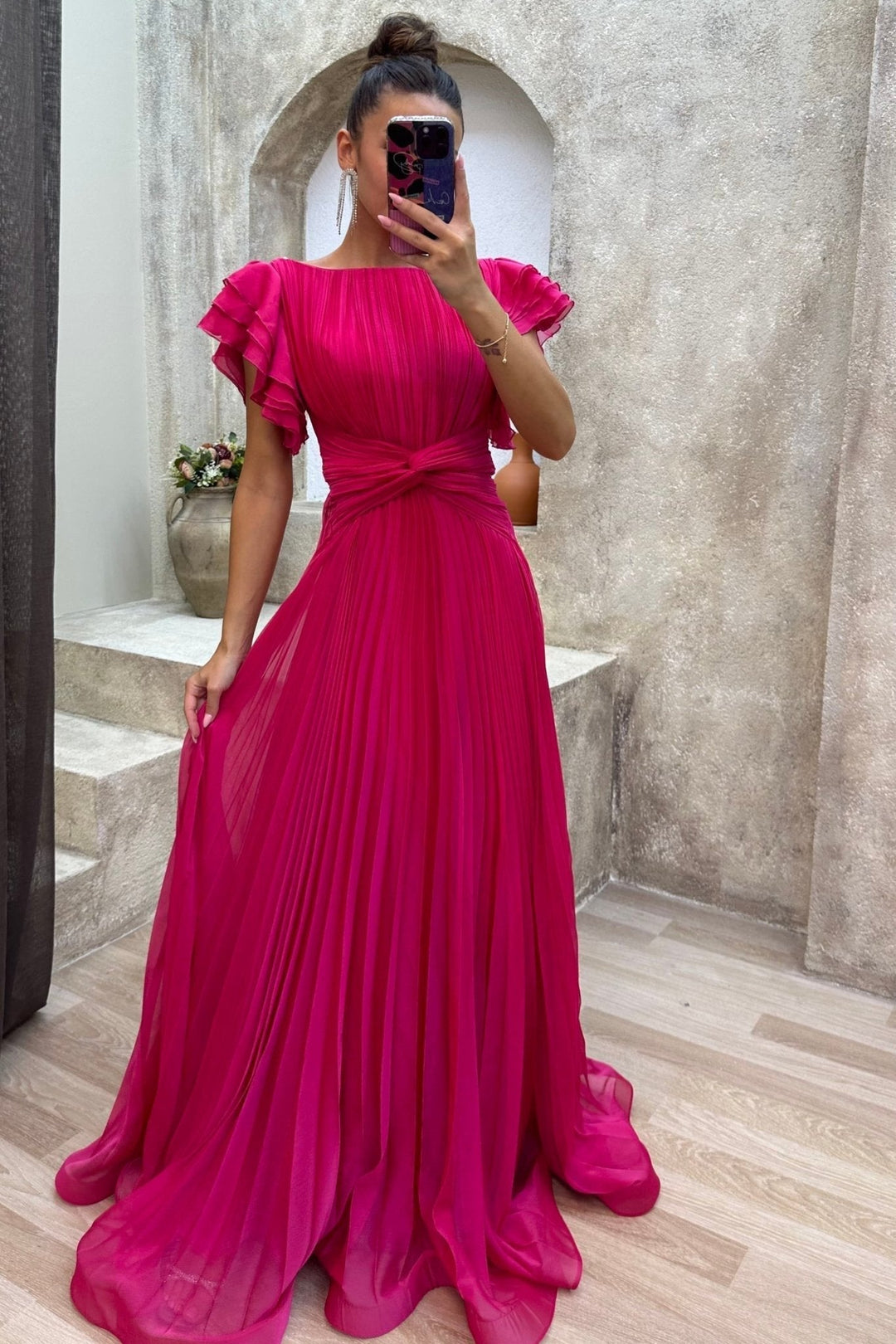 Enola | Women Pleated Flutter Wedding Guest Dress