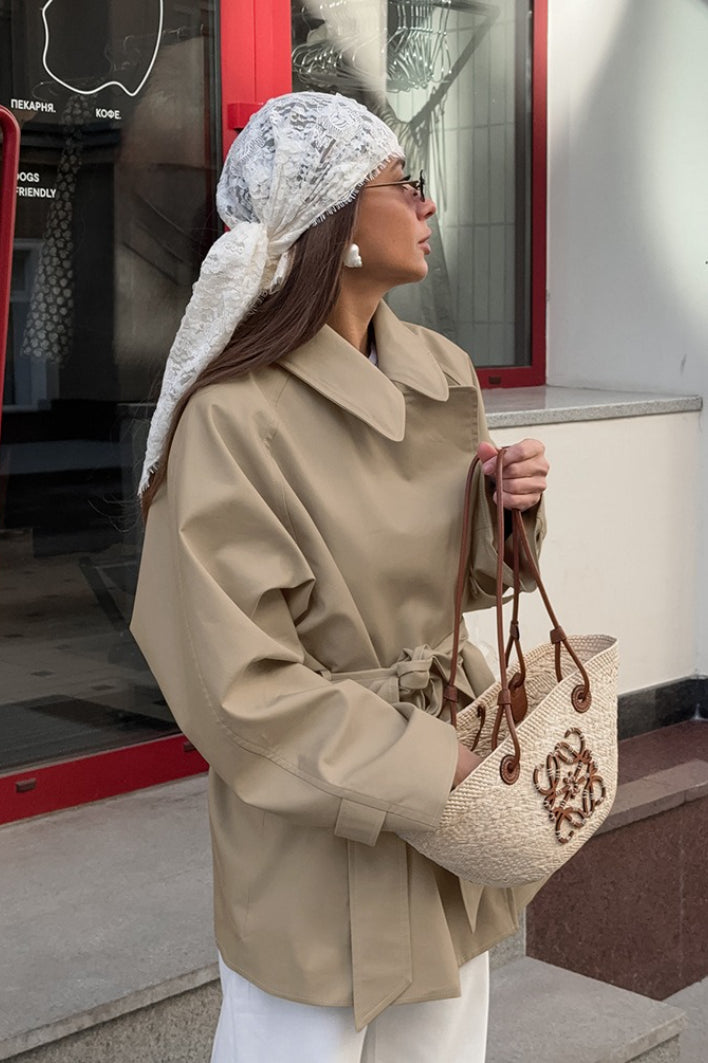 Sonia | Women's Belted Point Collar Wrap Trench Coat Jacket