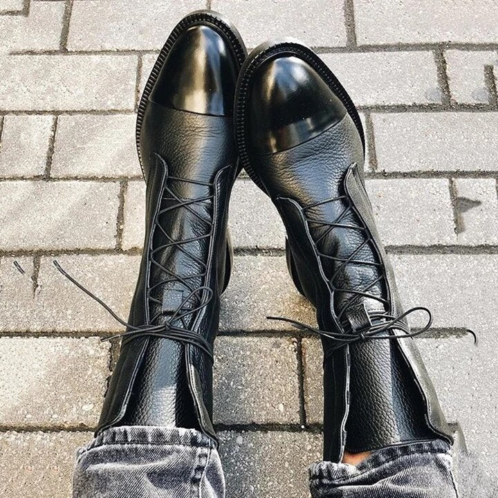 Lisa | Women's Brown Leather Stacked Heel Chelsea Boots