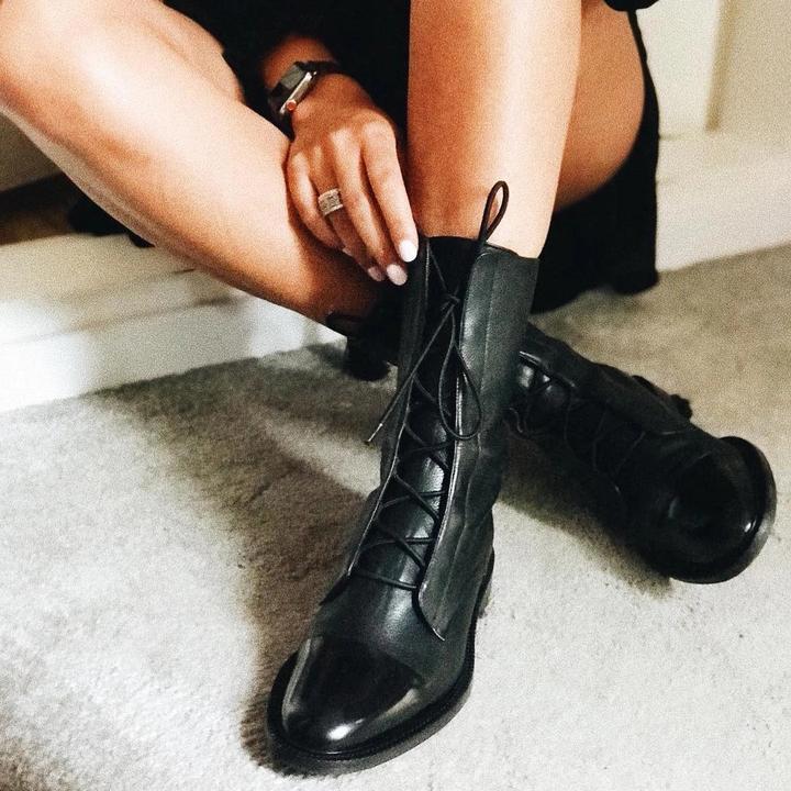 Lisa | Women's Brown Leather Stacked Heel Chelsea Boots