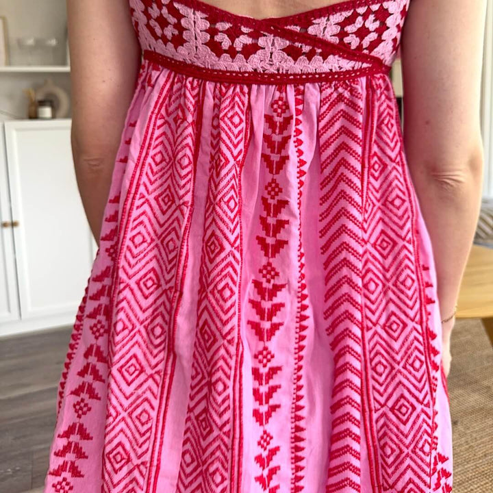 Meinwen | Women Crochet Tassel Pink Dress