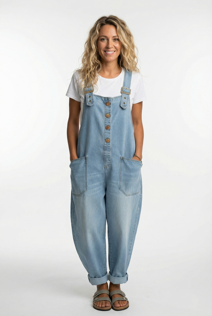 Paula | Women's Denim Pockets Casual Adjustable Strap Overalls