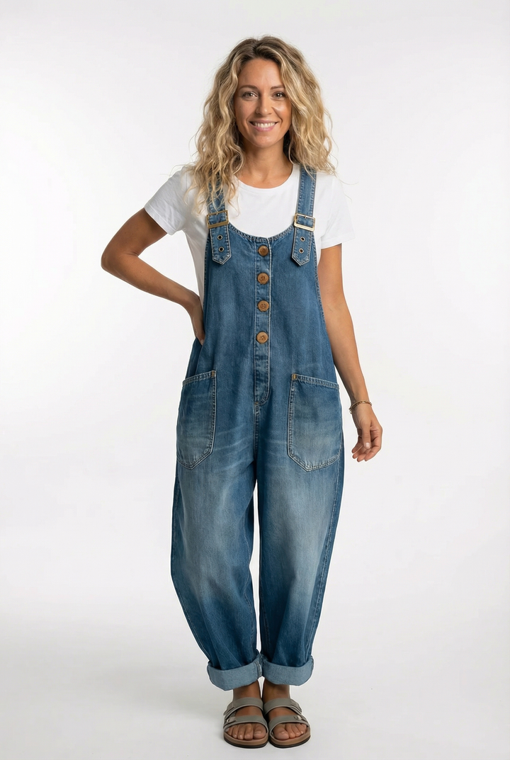 Paula | Women's Denim Pockets Casual Adjustable Strap Overalls