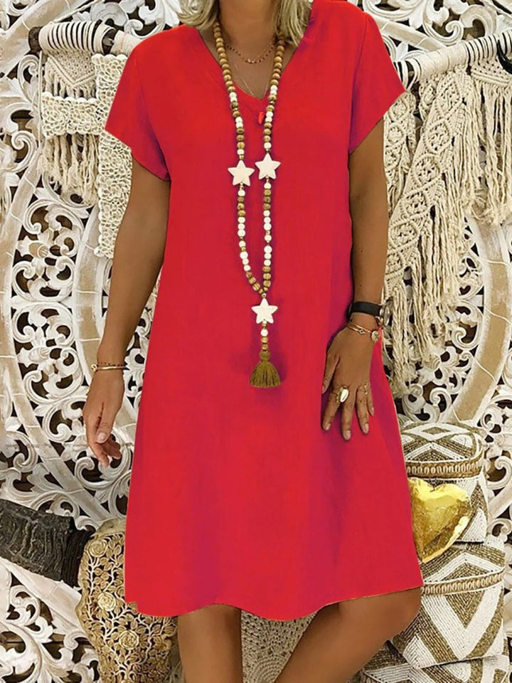 Gwyneth | Women V Neck Short Sleeve Mini Dress