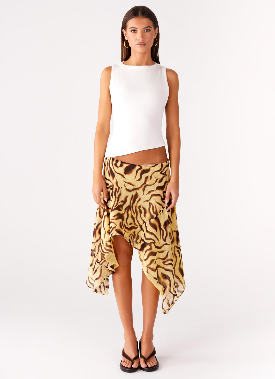 Aster | Women Tiger Print Midi Skirt