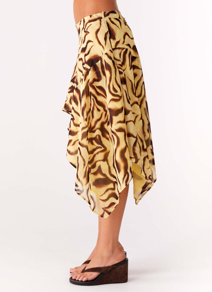 Aster | Women Tiger Print Midi Skirt