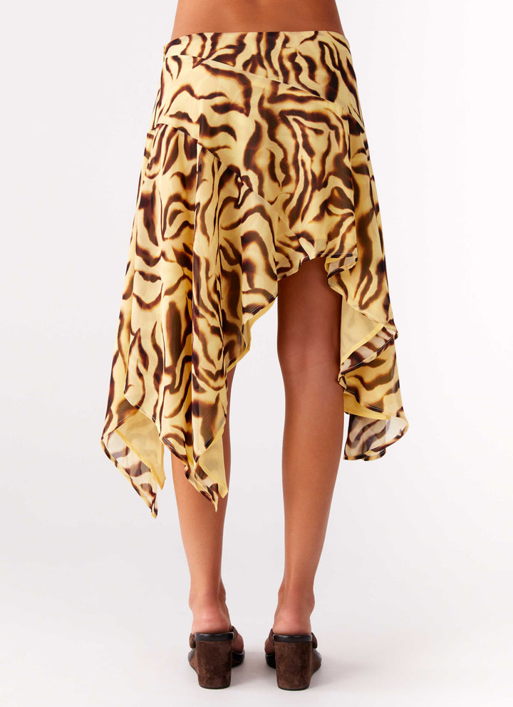 Aster | Women Tiger Print Midi Skirt