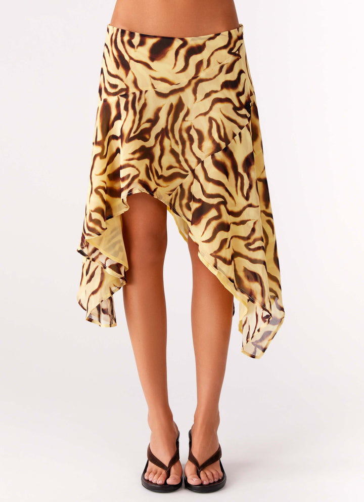 Aster | Women Tiger Print Midi Skirt