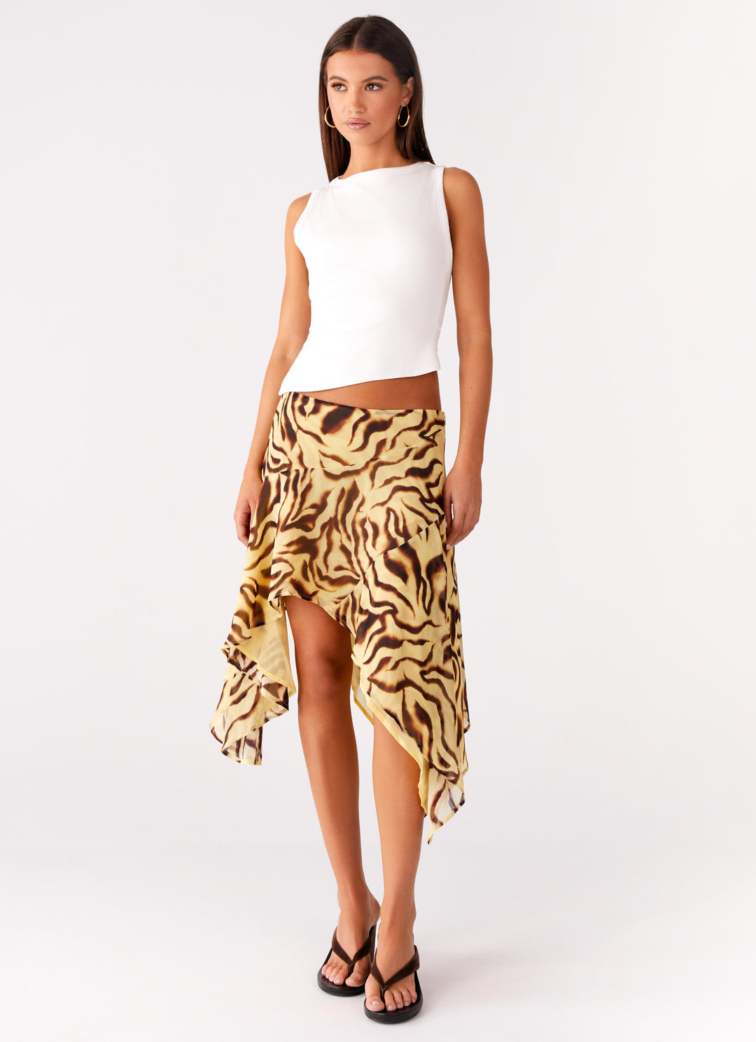 Aster | Women Tiger Print Midi Skirt