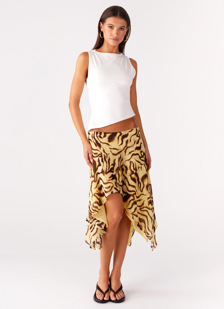 Aster | Women Tiger Print Midi Skirt