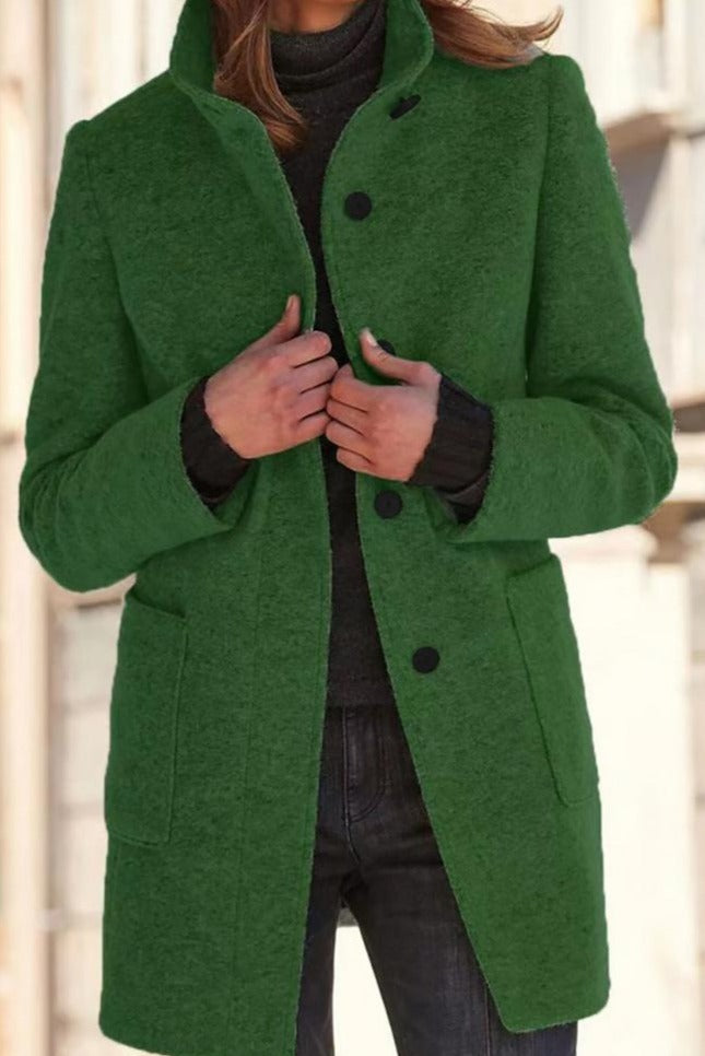 Demelza | Women Stand Collar Button Front Winter Coat