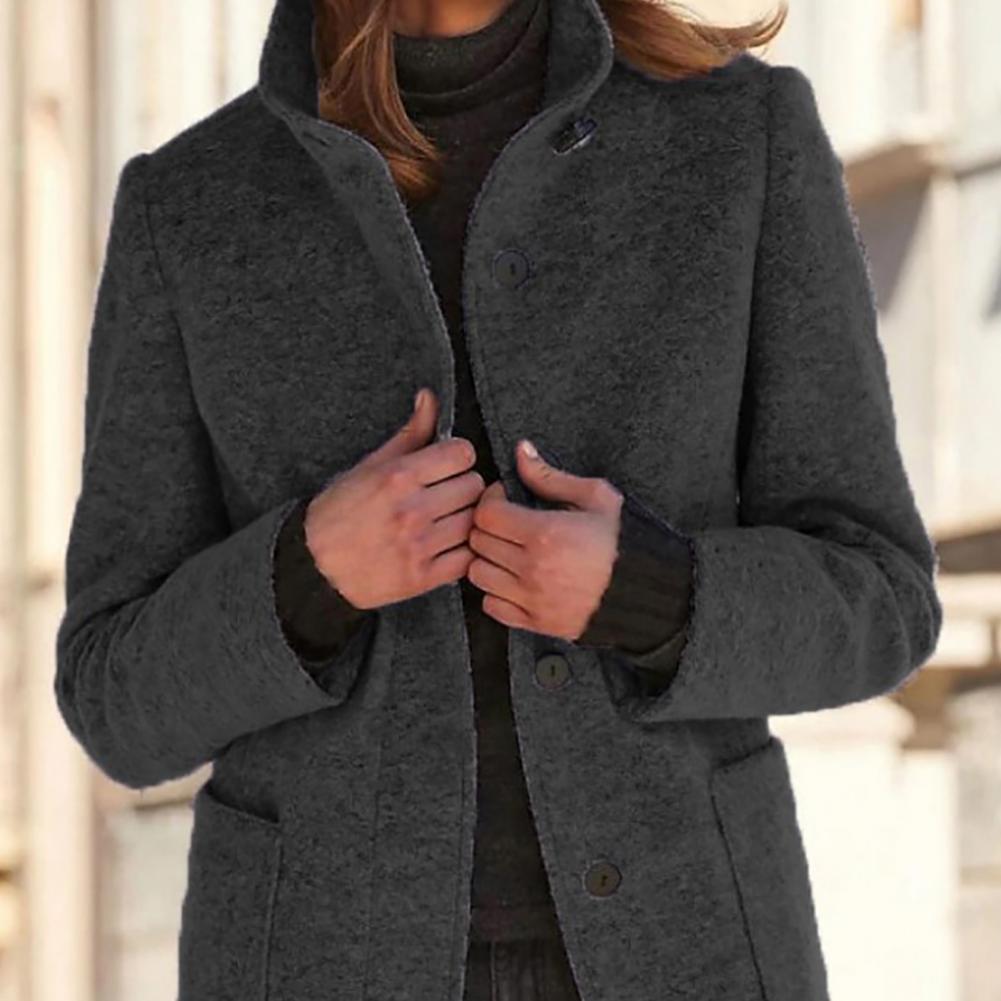 Demelza | Women Stand Collar Button Front Winter Coat