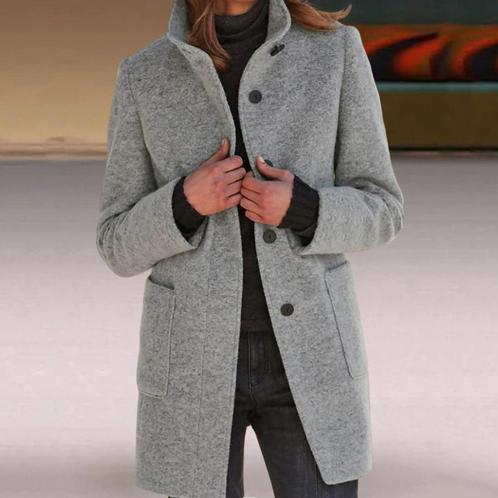 Demelza | Women Stand Collar Button Front Winter Coat