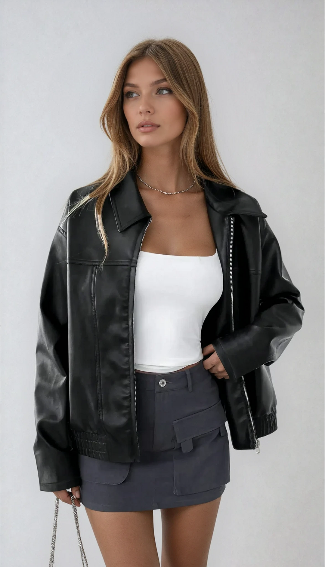 Temperance | Women Faux Leather Zip Jacket