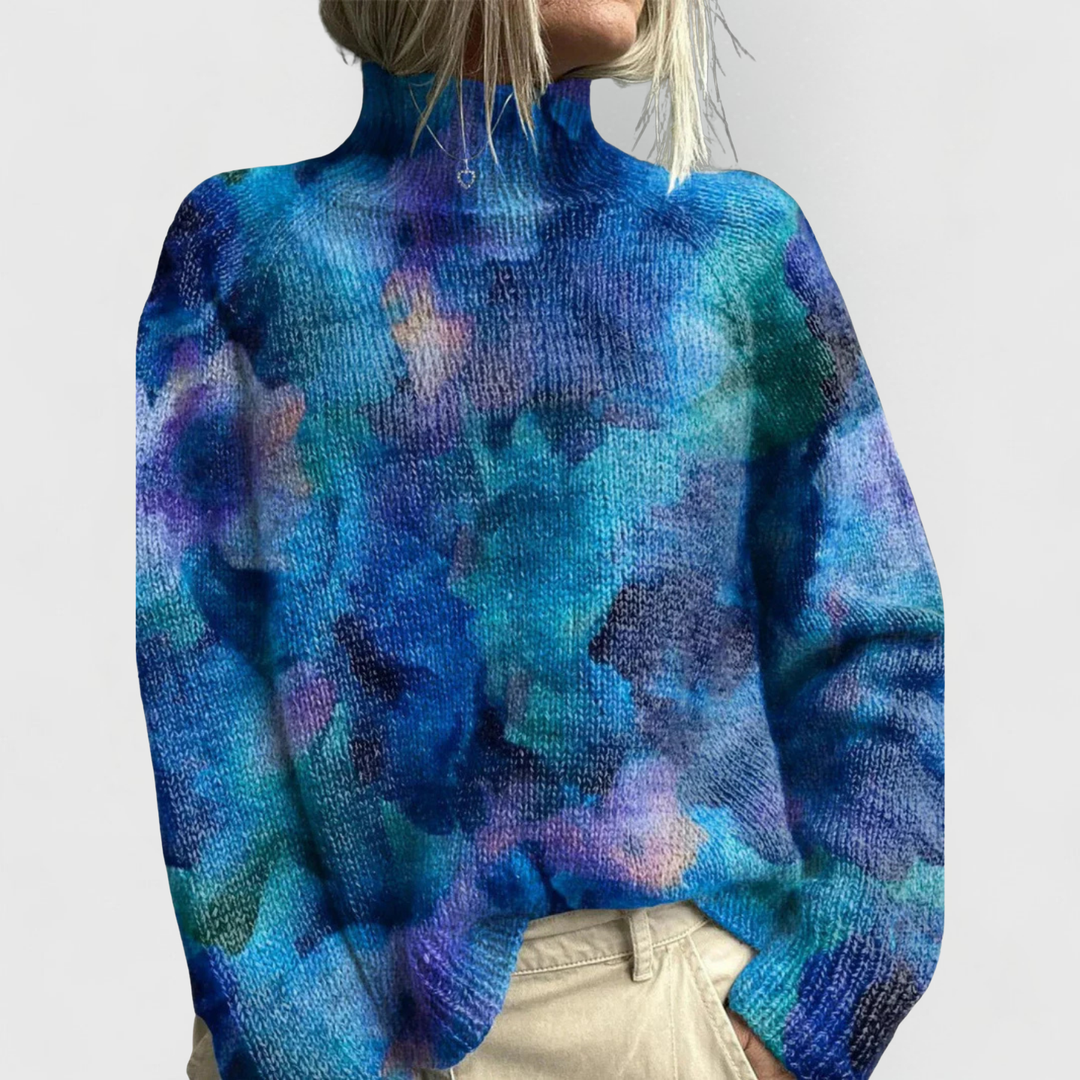 Marianne | Women Floral Jacquard Turtleneck Sweater