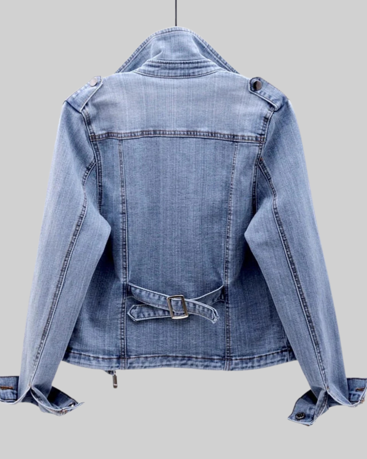 Women's Denim Full Zip Long Sleeve Outerwear Jacket
