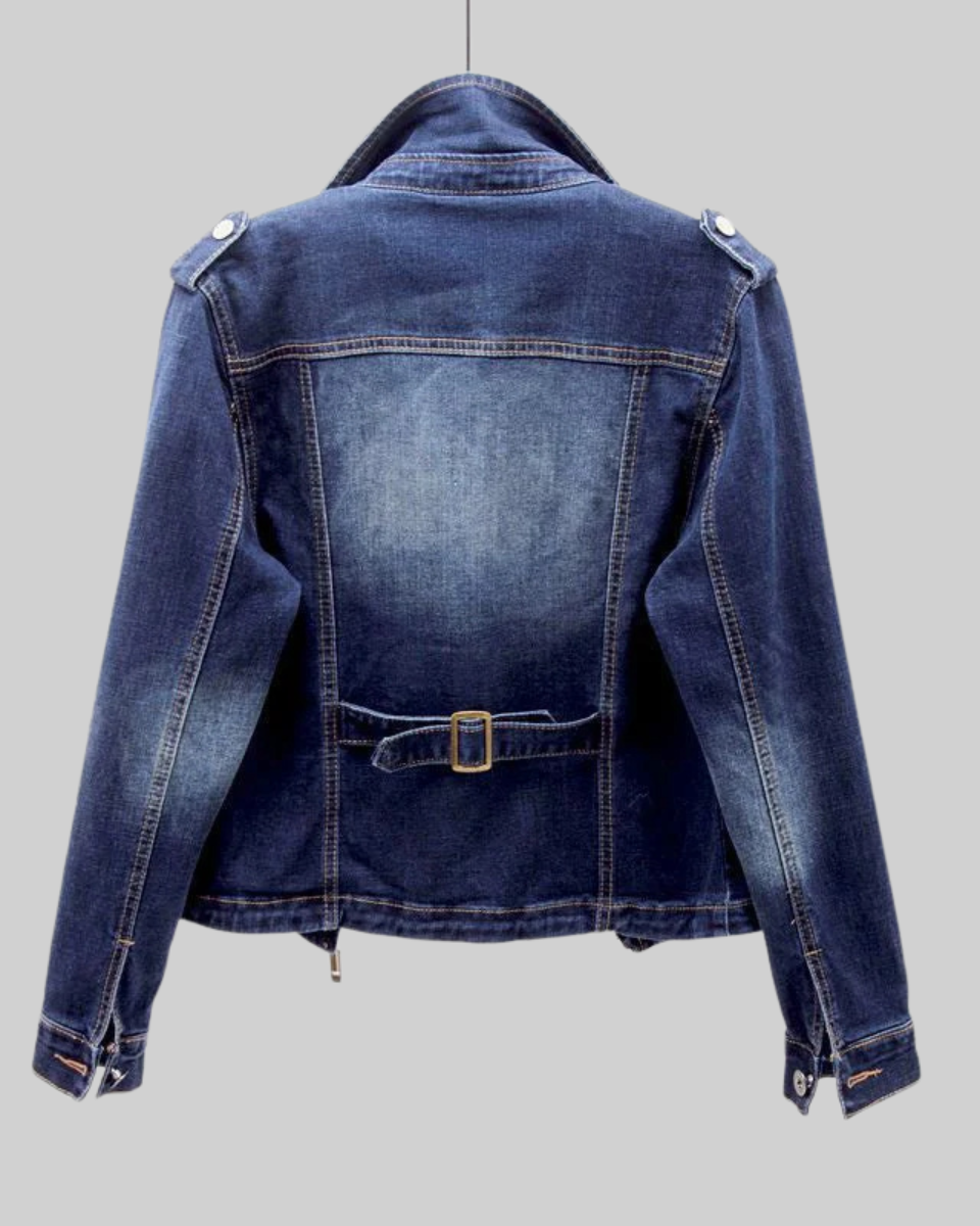 Women's Denim Full Zip Long Sleeve Outerwear Jacket