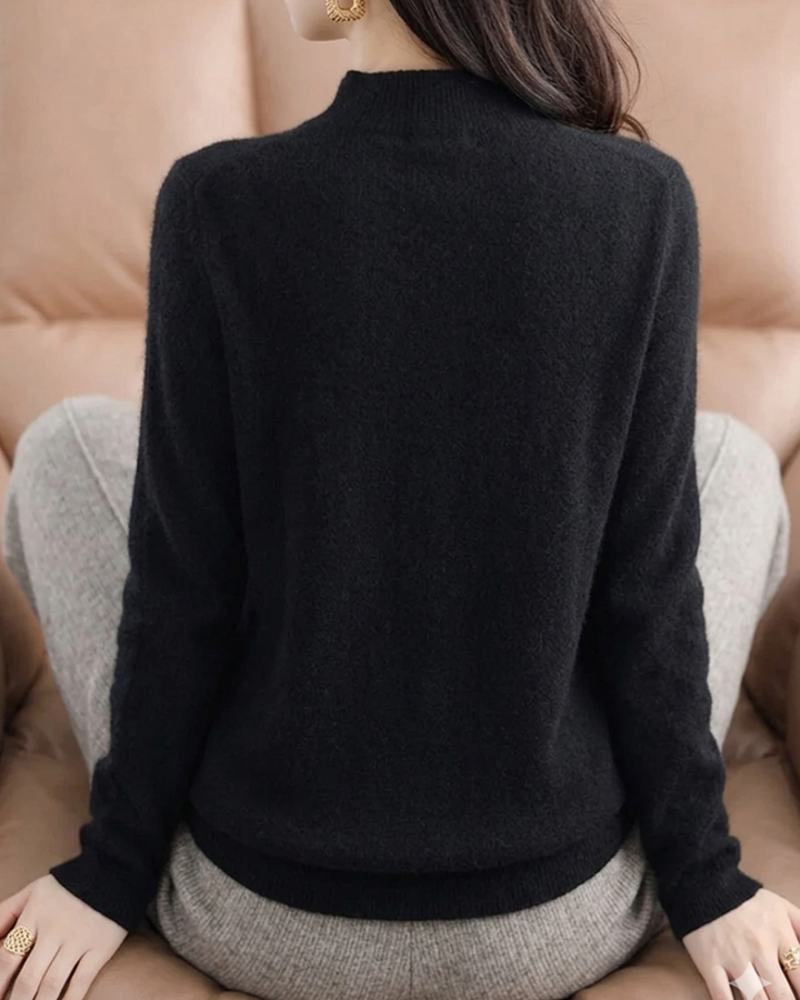 Hadlee | Women's Mock Neck Long Sleeve Fine Knit Sweater