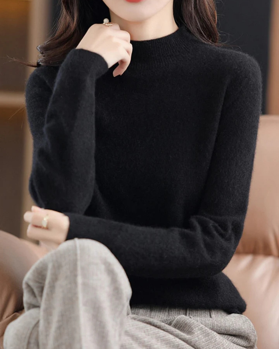 Hadlee | Women's Mock Neck Long Sleeve Fine Knit Sweater
