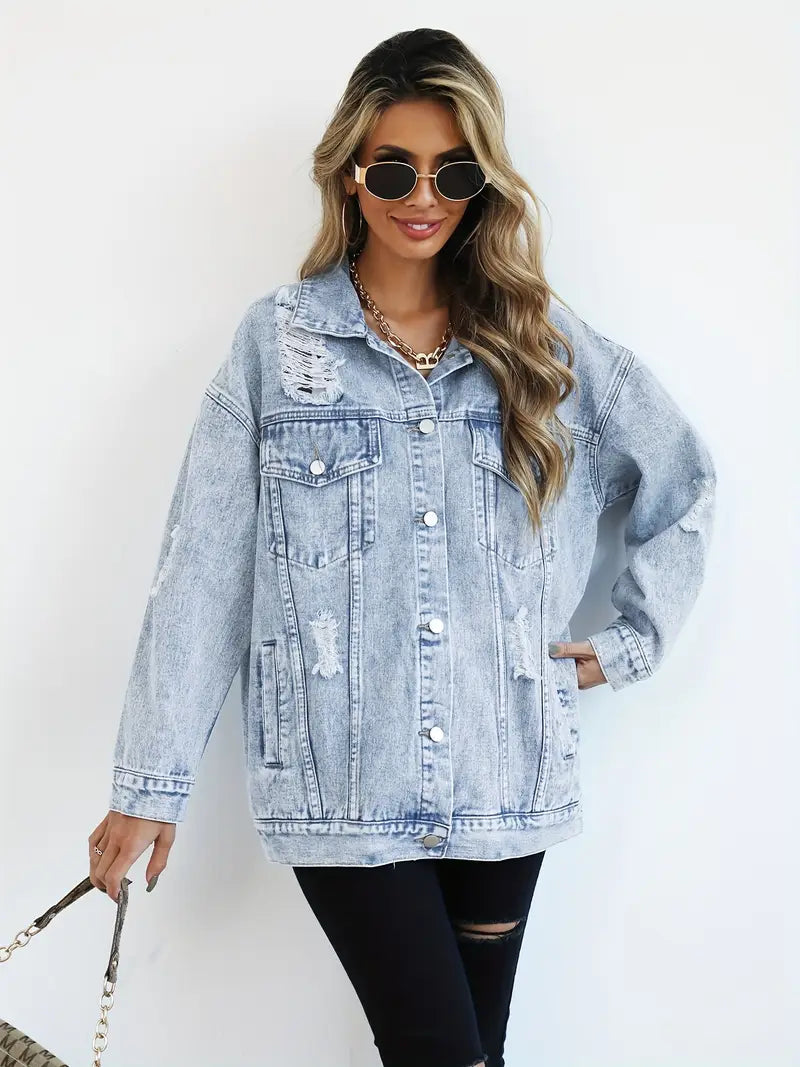 Women's Denim Distressed Jacket