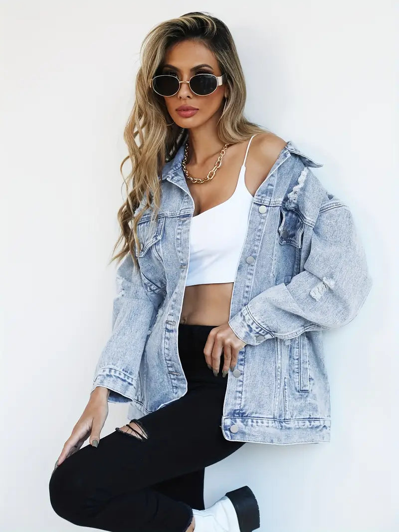 Women's Denim Distressed Jacket
