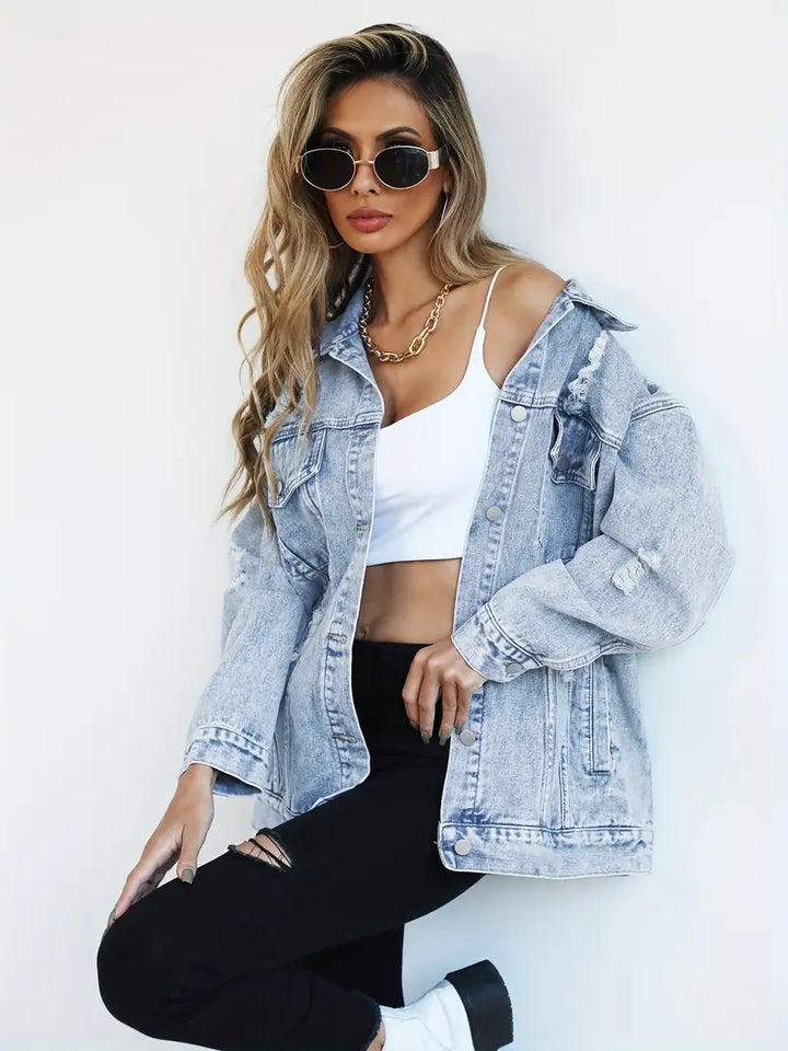 Women's Denim Distressed Jacket