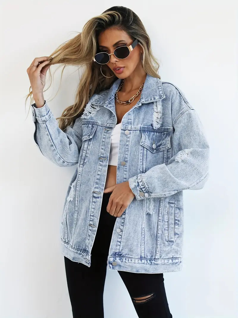 Women's Denim Distressed Jacket