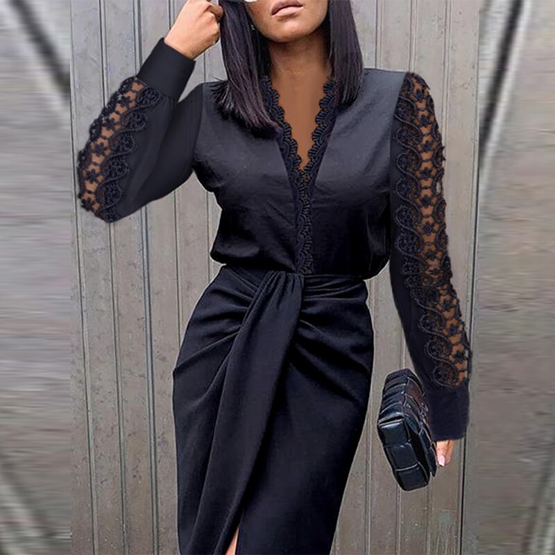 Clotilde | Women Lace Sleeve Cocktail Dress