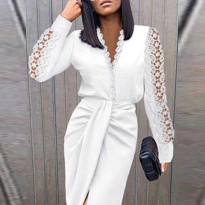 Clotilde | Women Lace Sleeve Cocktail Dress